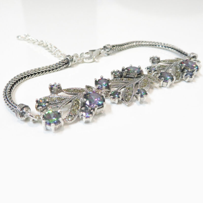 Round Cut Alexandrite Stones .925 Sterling Silver Bracelet