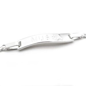 Silver Bracelet - Wavy Name Plate