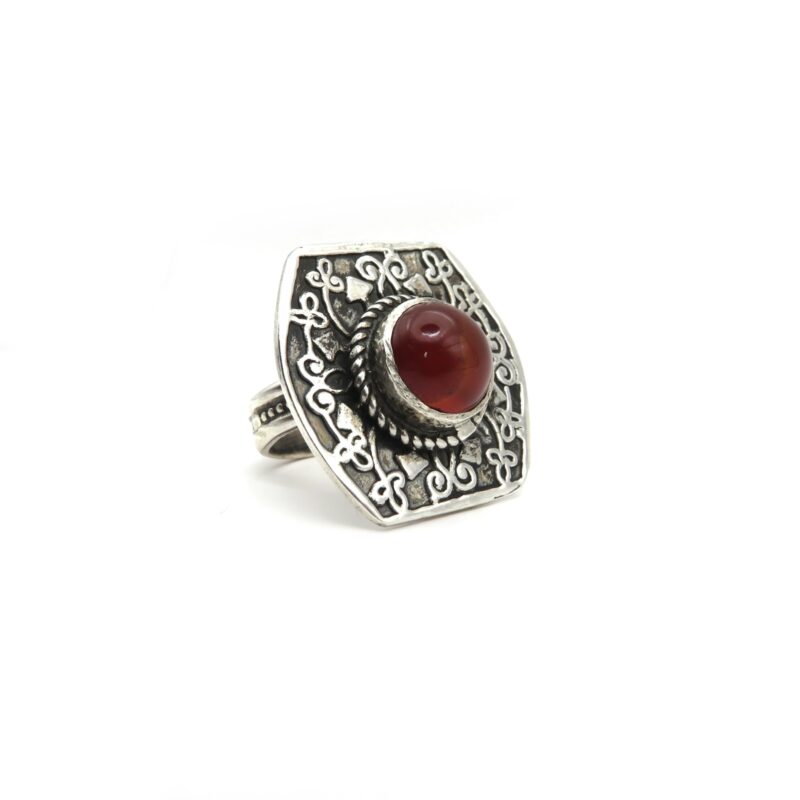 925 sterling silver, red agate women ring