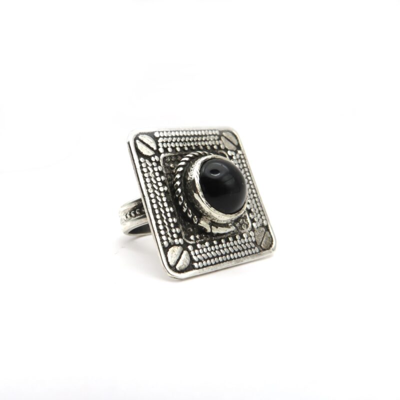 rectangular 925 sterling silver, onyx women ring