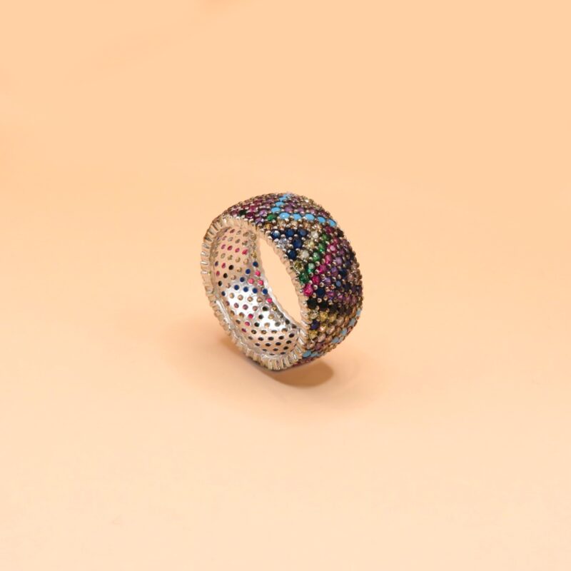 Elysian Colors – Statement Multicolor 925 Sterling Silver Ring for women