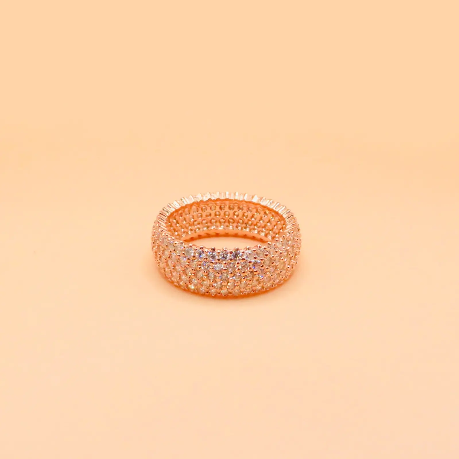 Rose gold Anastasia silver ring with pavé stones – elegant women’s jewelry from Elements Silver and More